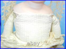 Antique German Bisque Doll Closed Mouth Shoulder Head #7 Gusset Kid Leather 18