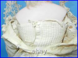 Antique German Bisque Doll Closed Mouth Shoulder Head #7 Gusset Kid Leather 18