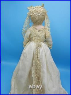 Antique German Bisque Doll Closed Mouth Shoulder Head #7 Gusset Kid Leather 18