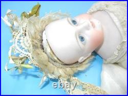 Antique German Bisque Doll Closed Mouth Shoulder Head #7 Gusset Kid Leather 18