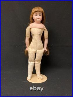 Antique German Bisque Doll on Leather Body with Closed Mouth, Gebruder Kuhnlenz