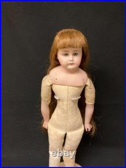 Antique German Bisque Doll on Leather Body with Closed Mouth, Gebruder Kuhnlenz