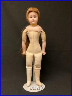 Antique German Bisque Doll on Leather Body with Closed Mouth, Gebruder Kuhnlenz