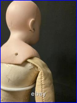 Antique German Bisque Doll on Leather Body with Closed Mouth, Gebruder Kuhnlenz