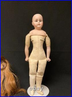Antique German Bisque Doll on Leather Body with Closed Mouth, Gebruder Kuhnlenz