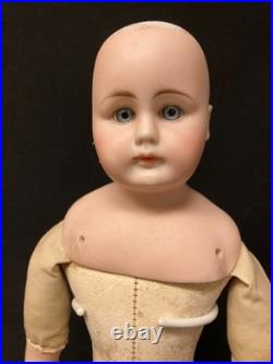 Antique German Bisque Doll on Leather Body with Closed Mouth, Gebruder Kuhnlenz
