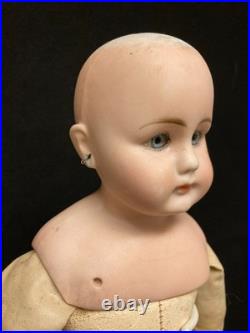 Antique German Bisque Doll on Leather Body with Closed Mouth, Gebruder Kuhnlenz