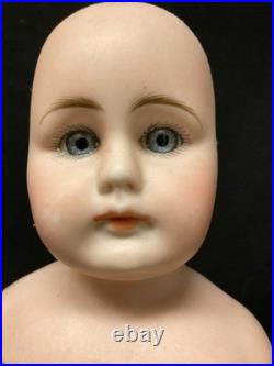 Antique German Bisque Doll on Leather Body with Closed Mouth, Gebruder Kuhnlenz