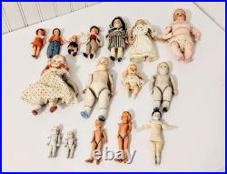 Antique German Bisque Dolls Set Of 16
