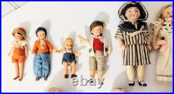 Antique German Bisque Dolls Set Of 16