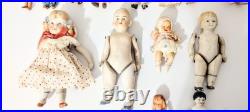 Antique German Bisque Dolls Set Of 16