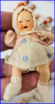 Antique German Bisque Dolls Set Of 16