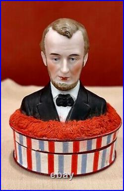 Antique German Bisque Head Abe Lincoln Patriotic Candy Container