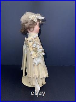 Antique German Bisque Head Doll 21 Germany Glass Eyes Orig Dress Mohair Wig
