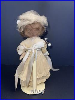 Antique German Bisque Head Doll 21 Germany Glass Eyes Orig Dress Mohair Wig