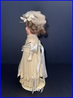 Antique German Bisque Head Doll 21 Germany Glass Eyes Orig Dress Mohair Wig