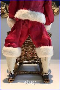 Antique German Bisque Headed Boy Dressed As Santa Pushing Sled