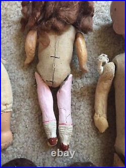 Antique German Bisque Paper Mache Doll Lot Of 5 Repair Restore DEP 1800s-1910s