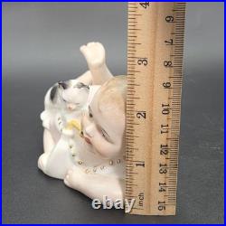 Antique German Bisque Piano Baby with Playful Kitten Victorian-era Baby Bottle