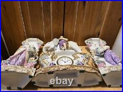 Antique German Bisque Porcelain Elephant Clock And Planters Read