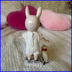 Antique German Bisque Rabbit Mignonette Doll 15cm & Small Sheep Set Free Shippng
