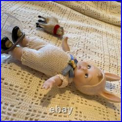 Antique German Bisque Rabbit Mignonette Doll 15cm & Small Sheep Set Free Shippng