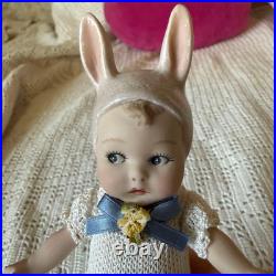 Antique German Bisque Rabbit Mignonette Doll 15cm & Small Sheep Set Free Shippng Antique German Bisque Rabbit Mignonette Doll 15cm & Small Sheep Set Free Shippng
