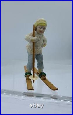 Antique German Bisque Snow Baby Hertwig Striped Cuff Skier 9469