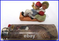 Antique German Bisque Victorian Children on Christmas Sled Belsnickle Snowbaby