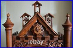 Antique German Black Forest Cathedral Style Mantel Cuckoo Clock Late 1800's