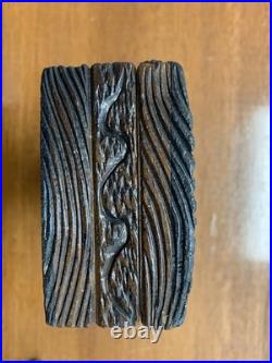 Antique German Black Forest Style Carved Floral Wood Glove Box with Lid Dark Brown