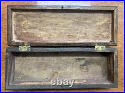 Antique German Black Forest Style Carved Floral Wood Glove Box with Lid Dark Brown