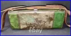 Antique German Botanical Vasculum Tin Metal repoussé Stagecoach Specimen Box