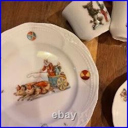 Antique German CHILDRENS DISHES CIRCUS THEMED RARE 30 items