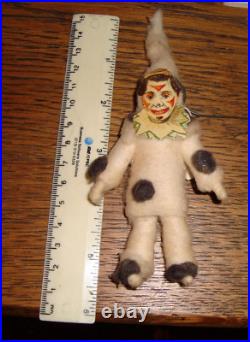 Antique German COTTON CLOWN SCRAP FACE Ornament