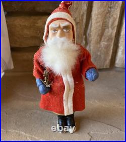 Antique German Candy Container Santa Claus Rabbit Fur 8 Movable Arms