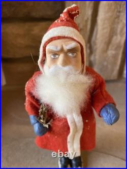Antique German Candy Container Santa Claus Rabbit Fur 8 Movable Arms