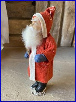 Antique German Candy Container Santa Claus Rabbit Fur 8 Movable Arms