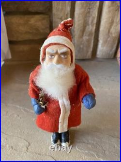 Antique German Candy Container Santa Claus Rabbit Fur 8 Movable Arms