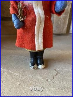 Antique German Candy Container Santa Claus Rabbit Fur 8 Movable Arms