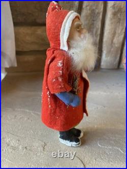 Antique German Candy Container Santa Claus Rabbit Fur 8 Movable Arms