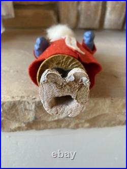 Antique German Candy Container Santa Claus Rabbit Fur 8 Movable Arms