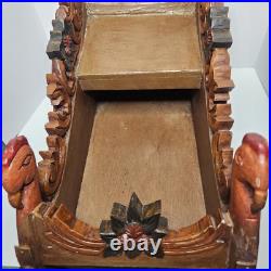 Antique German Carved Wooden Sleigh Hand Painted Scenes