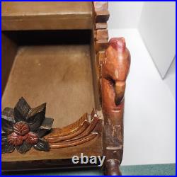 Antique German Carved Wooden Sleigh Hand Painted Scenes