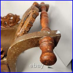 Antique German Carved Wooden Sleigh Hand Painted Scenes