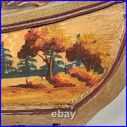 Antique German Carved Wooden Sleigh Hand Painted Scenes