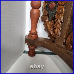 Antique German Carved Wooden Sleigh Hand Painted Scenes