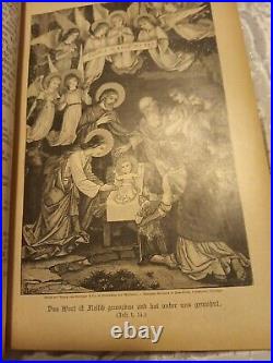 Antique German Catholic Bible Benziger Brothers c. 1886 Estate Collectable Bible