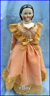 Antique German China Head Doll, with Brushstroked Bangs and Molded Hair Band