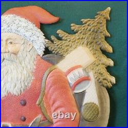 Antique German Christmas DRESDEN Pressed Cardboard Santa 19.5 Tall